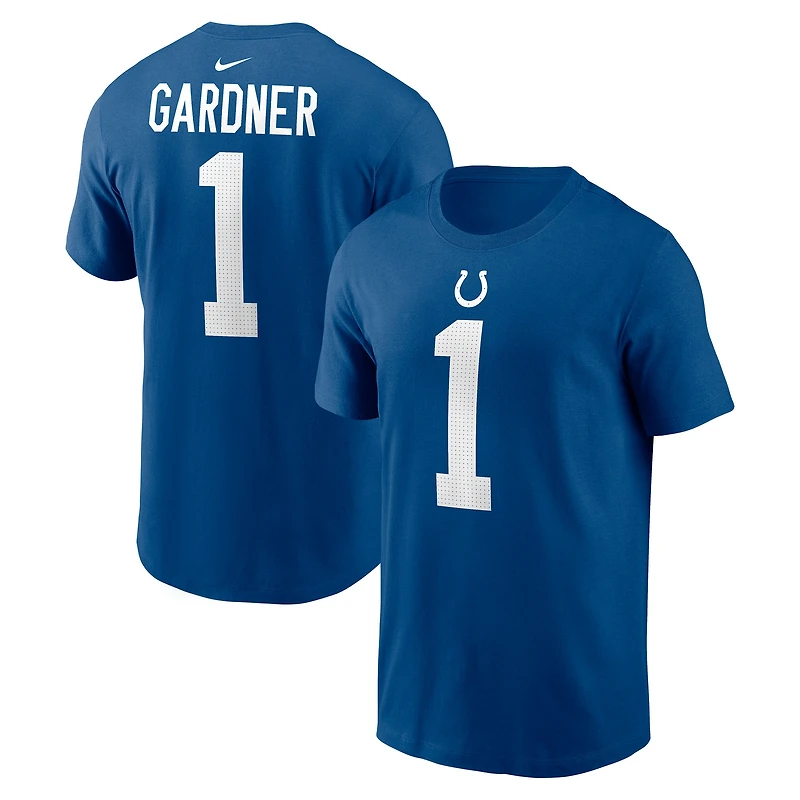 T-shirt Nike pour homme, modèle Ahmad Sauce Gardner Royal, Indianapolis Colts, avec nom et numéro du joueur