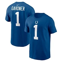T-shirt Nike pour homme, modèle Ahmad Sauce Gardner Royal, Indianapolis Colts, avec nom et numéro du joueur