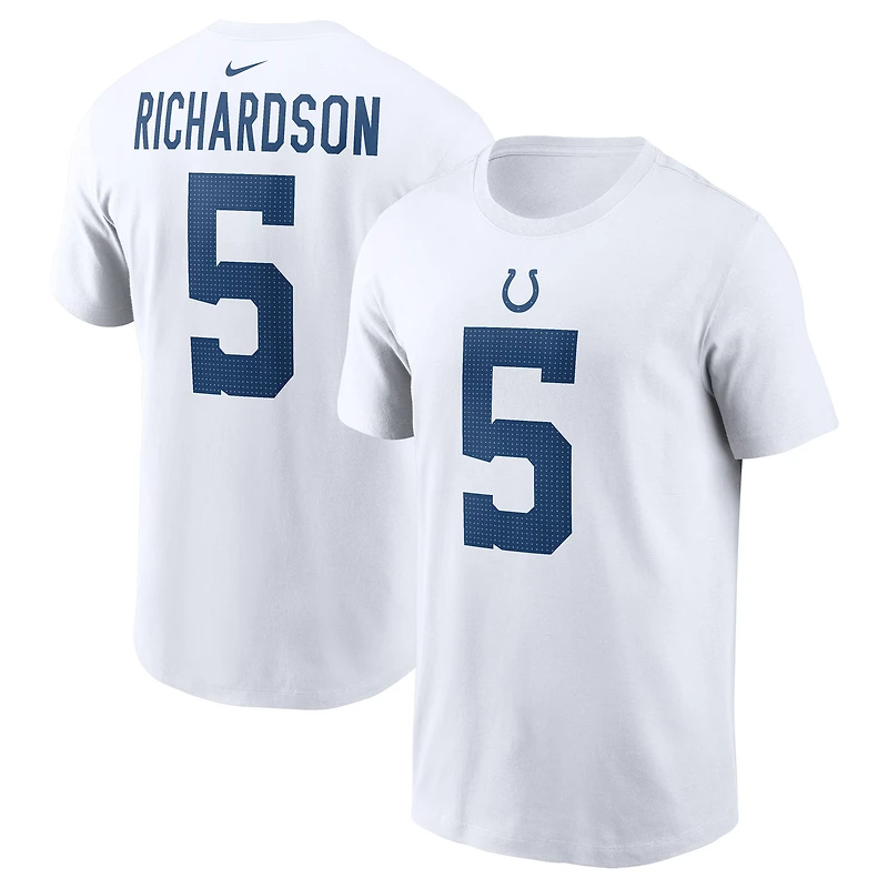 T-shirt Nike Anthony Richardson pour homme, blanc, avec nom et numéro du joueur Indianapolis Colts
