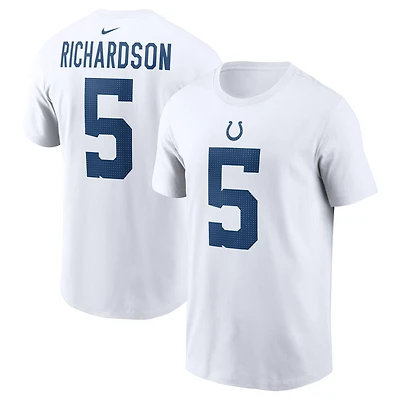 T-shirt Nike Anthony Richardson pour homme, blanc, avec nom et numéro du joueur Indianapolis Colts