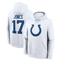 Men's Nike Daniel Jones White Indianapolis Colts Player Name & Number Fleece Hoodie