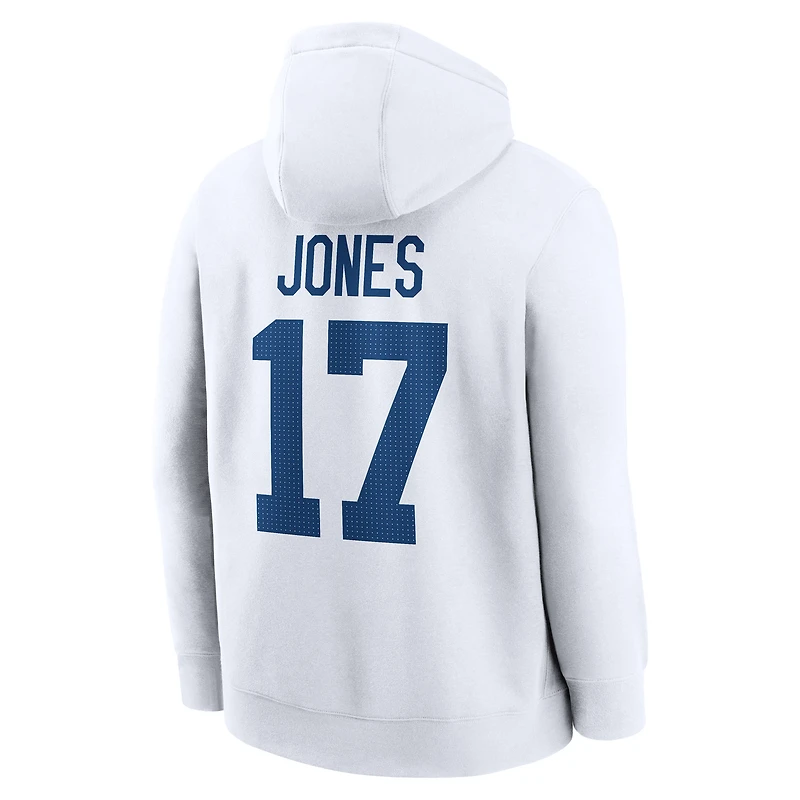 Sweat à capuche en polaire Nike Daniel Jones blanc pour homme, avec nom et numéro du joueur des Indianapolis Colts.