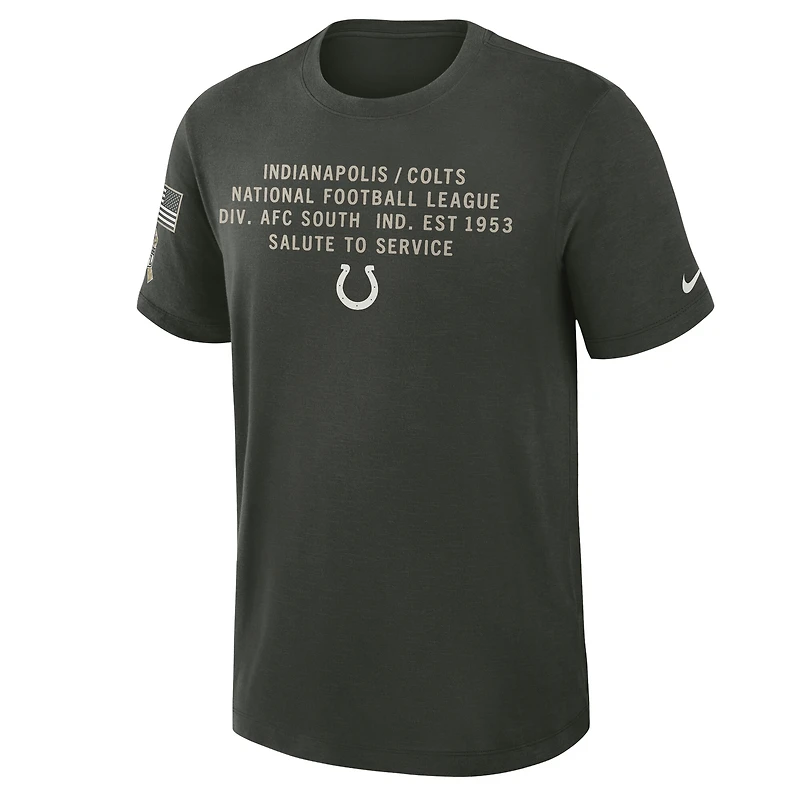 Men's Nike Dark Green Indianapolis Colts 2025 Salute to Service Sideline Slub Dri-FIT T-Shirt