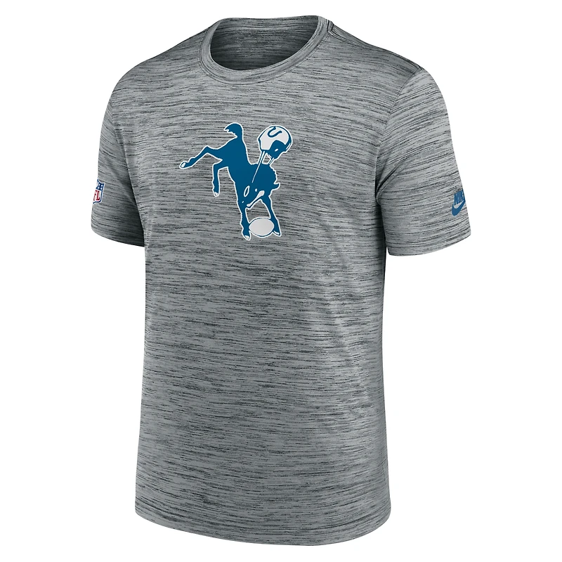 Men's Nike Gray Indianapolis Colts Sideline Velocity Throwback Logo Dri-FIT T-Shirt
