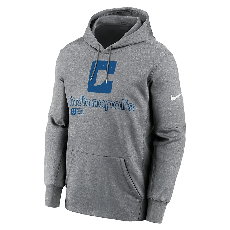 Sweat à capuche Nike pour hommes, gris chiné, Indianapolis Colts Performance