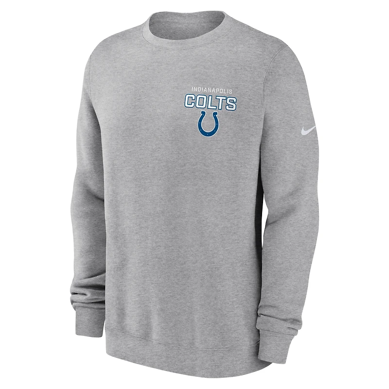 Sweat-shirt en molleton Nike Primetime Club des Indianapolis Colts gris chiné pour homme