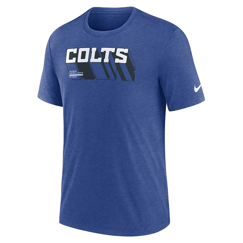 T-shirt Nike Tri-Blend pour homme, couleur chiné royal, Indianapolis Colts
