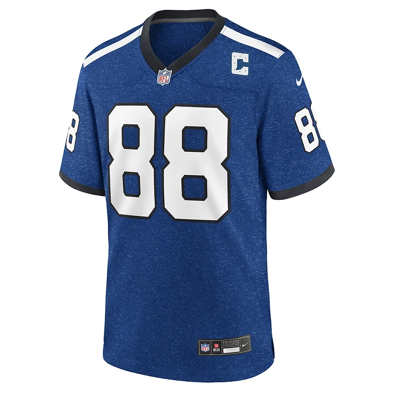 Maillot Nike John Mackey bleu pour homme, joueur retraité des Indianapolis Colts, match alternatif