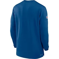 Haut Nike Royal Indianapolis Colts 2023 Sideline Performance à manches longues et tri-mélange avec fermeture éclair quart pour homme
