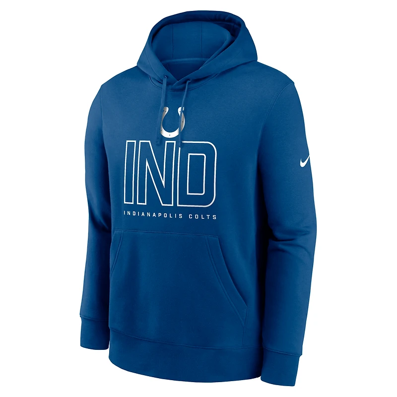 Sweat à capuche en molleton Nike Royal Indianapolis Colts Busted Play Club pour homme