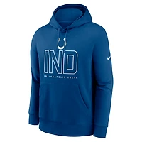 Sweat à capuche en molleton Nike Royal Indianapolis Colts Busted Play Club pour homme