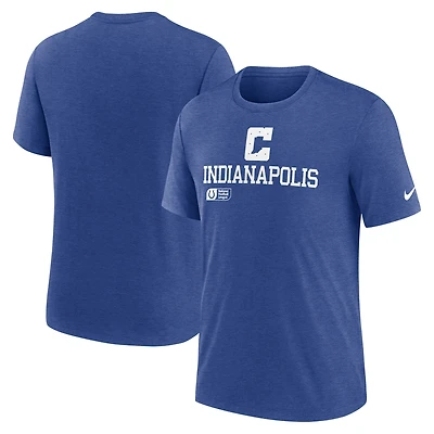 T-shirt tri-mélange Nike Royal Indianapolis Colts Overlap Lockup pour homme
