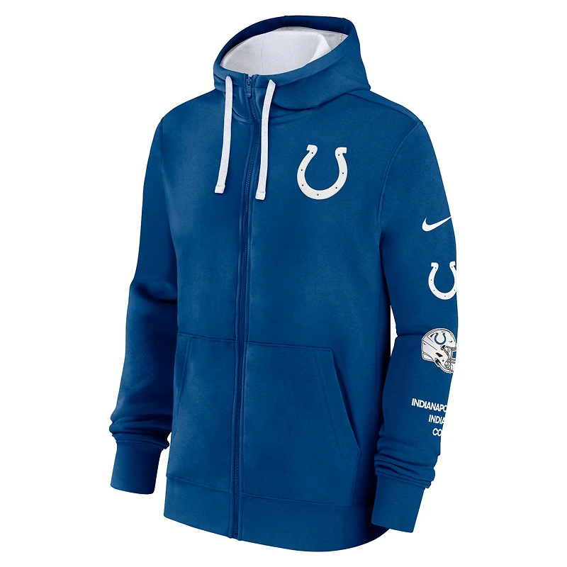 Sweat à capuche zippé Nike Royal Indianapolis Colts Primetime Club pour homme