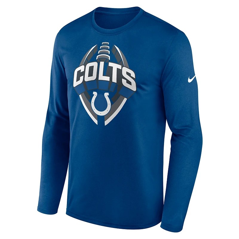 T-shirt Nike Royal Indianapolis Colts Primetime Legend Icon Performance à manches longues pour homme