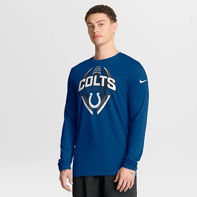 T-shirt Nike Royal Indianapolis Colts Primetime Legend Icon Performance à manches longues pour homme