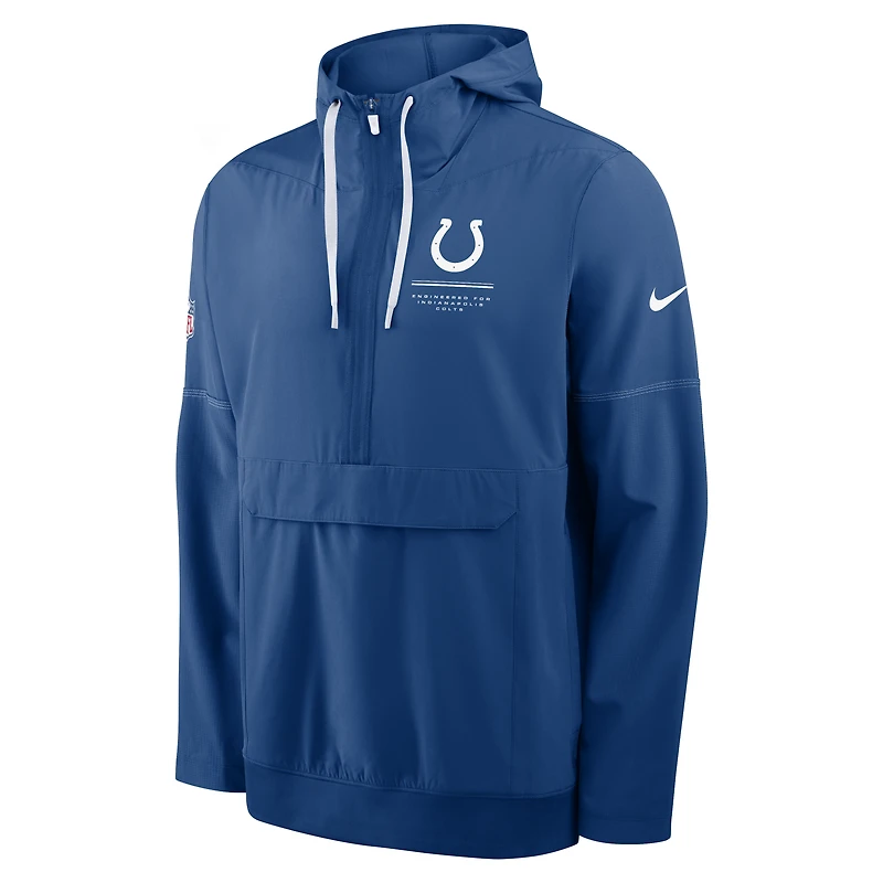 Men's Nike Royal Indianapolis Colts Sideline Anorak Half-Zip Hooded Jacket