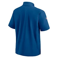 Men's Nike  Royal Indianapolis Colts Sideline Coach Short Sleeve Hoodie Quarter-Zip Jacket