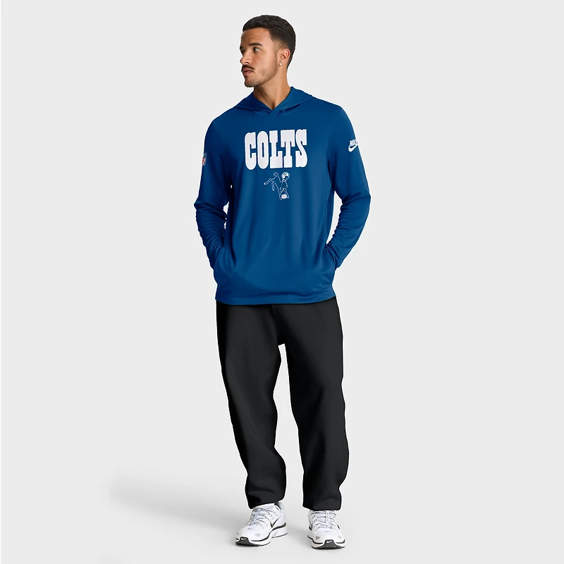 Sweat à capuche manches longues Nike Royal Indianapolis Colts Sideline Pass Accuracy Dri-FIT pour homme