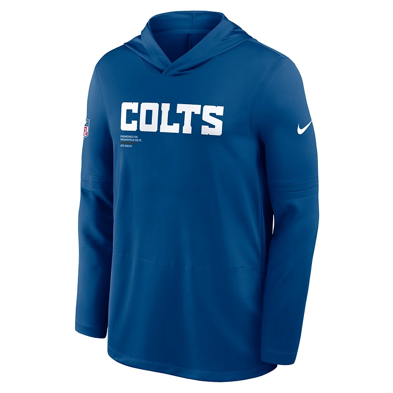 T-shirt à capuche manches longues Nike Royal Indianapolis Colts Sideline Pure Fury Dri-FIT pour homme