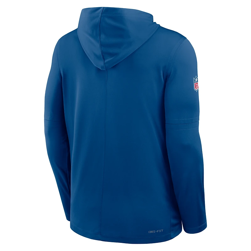 T-shirt à capuche manches longues Nike Royal Indianapolis Colts Sideline Pure Fury Dri-FIT pour homme