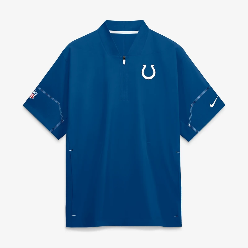 Veste d'entraîneur Nike Royal Indianapolis Colts Sideline à manches courtes et fermeture éclair au quart pour homme