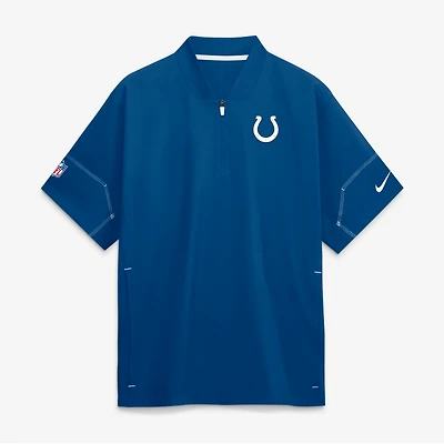 Veste d'entraîneur Nike Royal Indianapolis Colts Sideline à manches courtes et fermeture éclair au quart pour homme