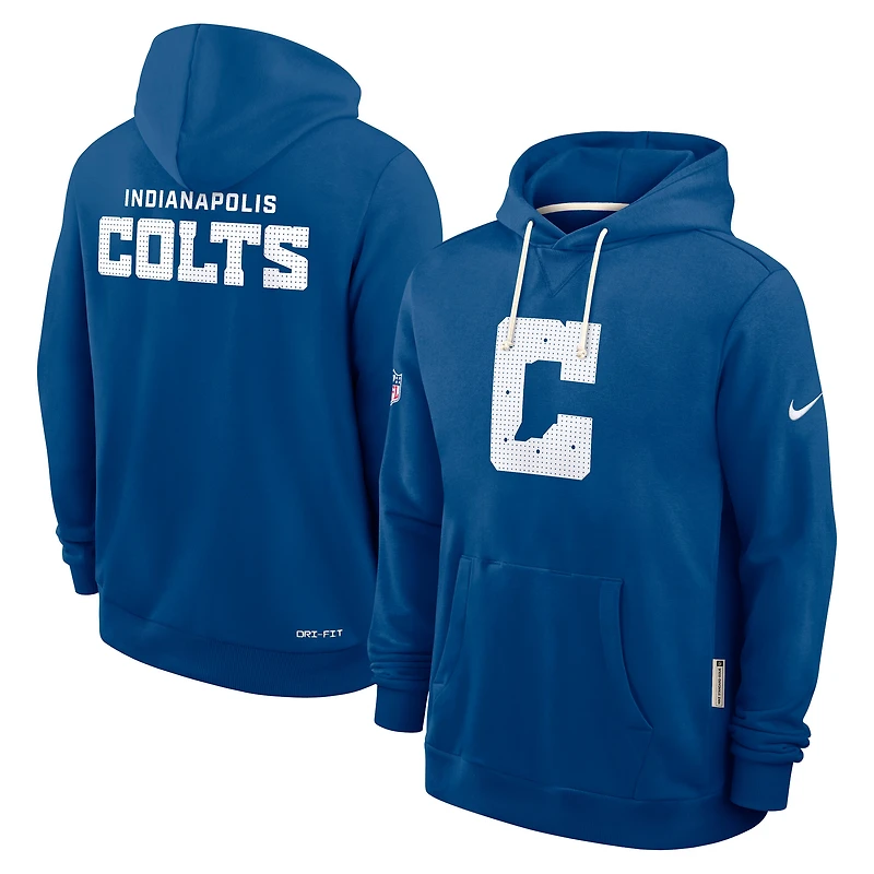 Sweat à capuche Nike Royal Indianapolis Colts Sideline Standard Issue Initial Home Dri-FIT pour homme