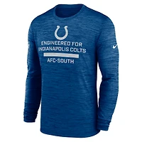 T-shirt Nike Royal Indianapolis Colts Sideline Velocity Performance à manches longues pour homme