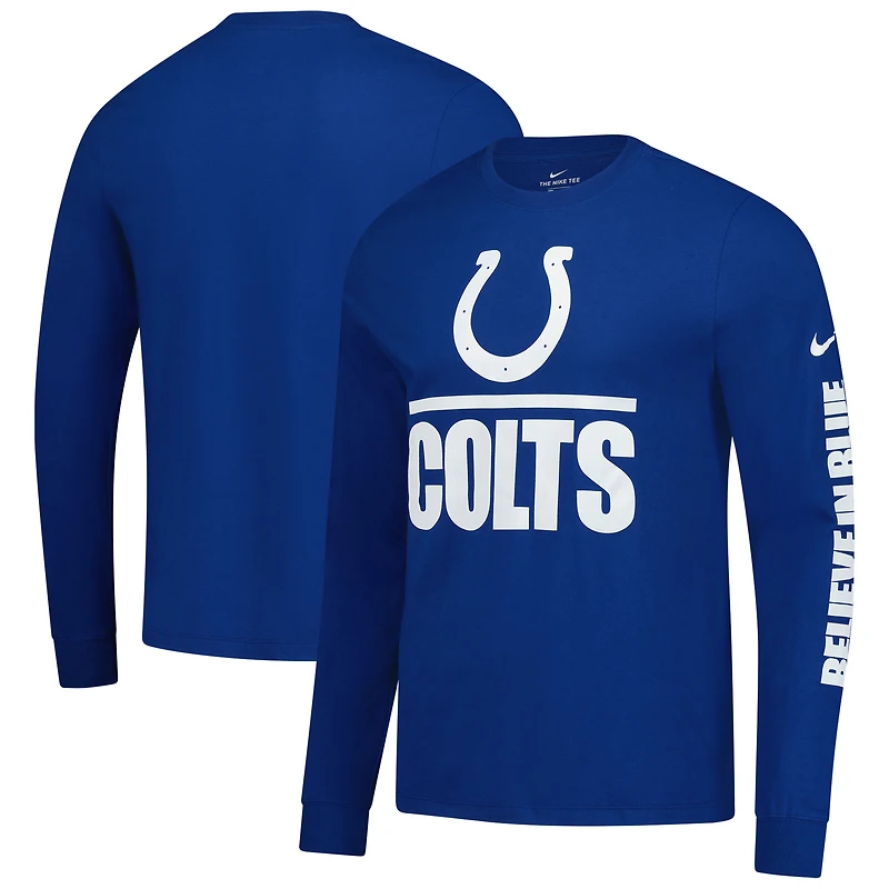 T-shirt à manches longues Nike Royal Indianapolis Colts Split Local pour homme