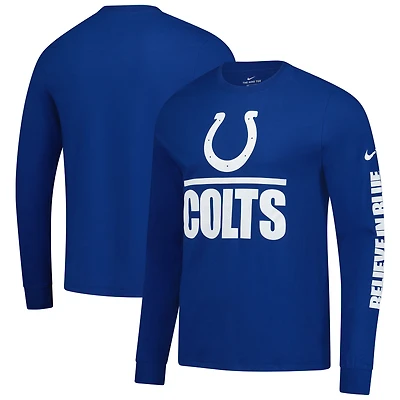 T-shirt à manches longues Nike Royal Indianapolis Colts Split Local pour homme