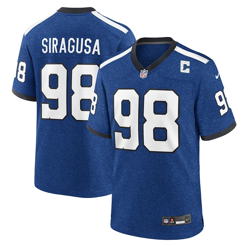 Maillot Nike Tony Siragusa bleu pour homme, joueur retraité des Indianapolis Colts, match alternatif
