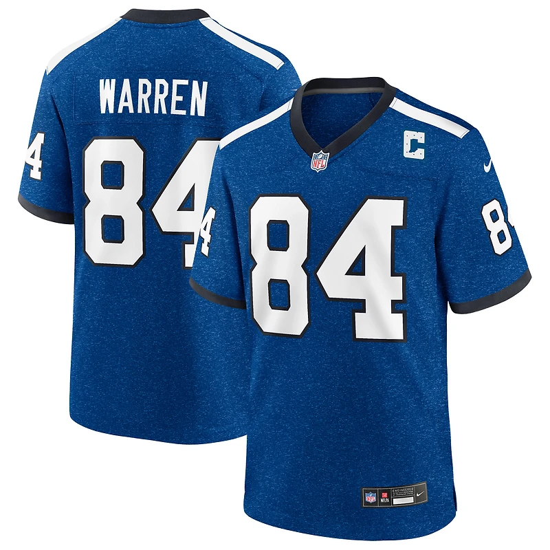 Maillot Nike Tyler Warren Heather Royal pour homme, Alternate 2 Indiana Nights Game des Indianapolis Colts