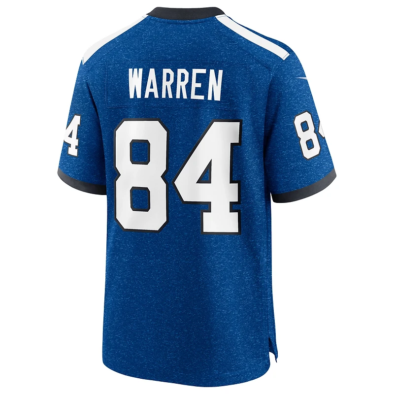 Maillot Nike Tyler Warren Heather Royal pour homme, Alternate 2 Indiana Nights Game des Indianapolis Colts