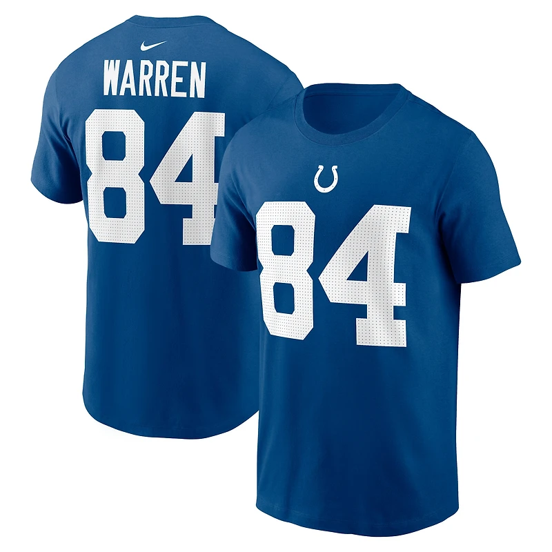 T-shirt Nike Tyler Warren Royal Indianapolis Colts pour homme avec nom et numéro