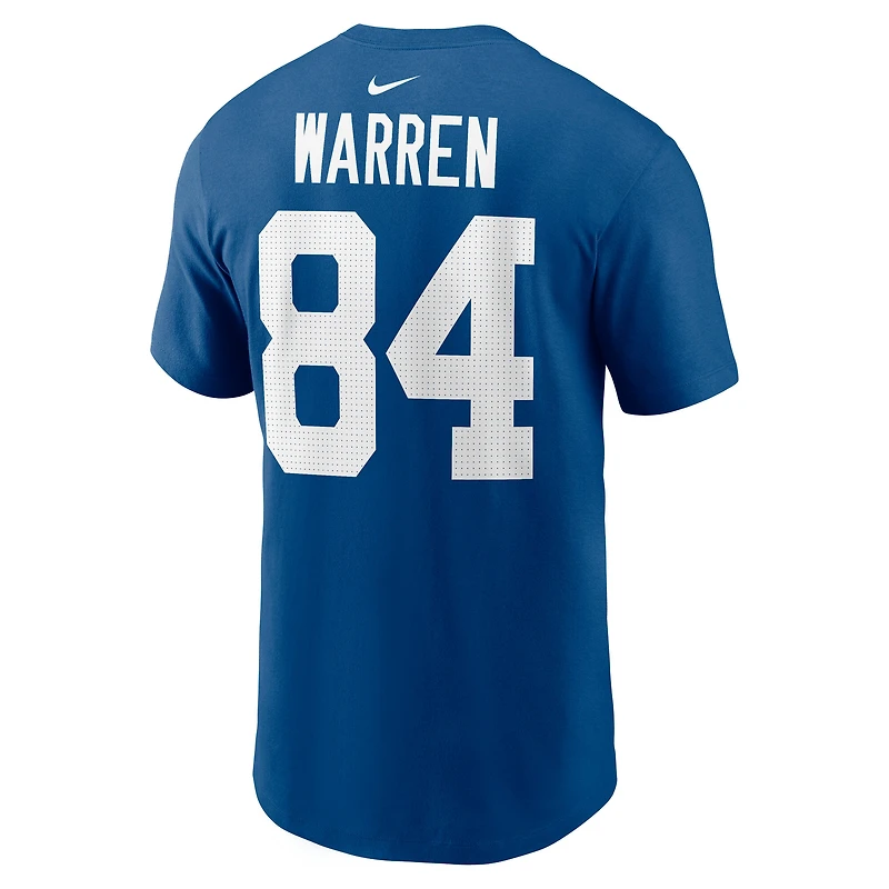 T-shirt Nike Tyler Warren Royal Indianapolis Colts pour homme avec nom et numéro