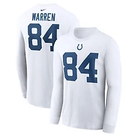 Men's Nike Tyler Warren White Indianapolis Colts Name & Number Long Sleeve T-Shirt