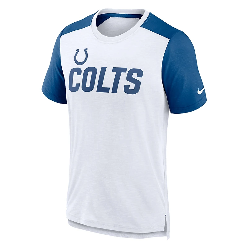 T-shirt avec nom de l'équipe des Colts d'Indianapolis Nike pour homme, blanc/bleu chiné