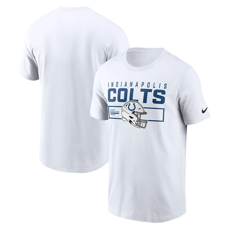 T-shirt Nike blanc pour homme avec logo Indianapolis Colts Primetime Helmet Essential