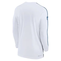 T-shirt à manches longues Nike pour hommes, Indianapolis Colts Sideline Coach UV Performance, blanc