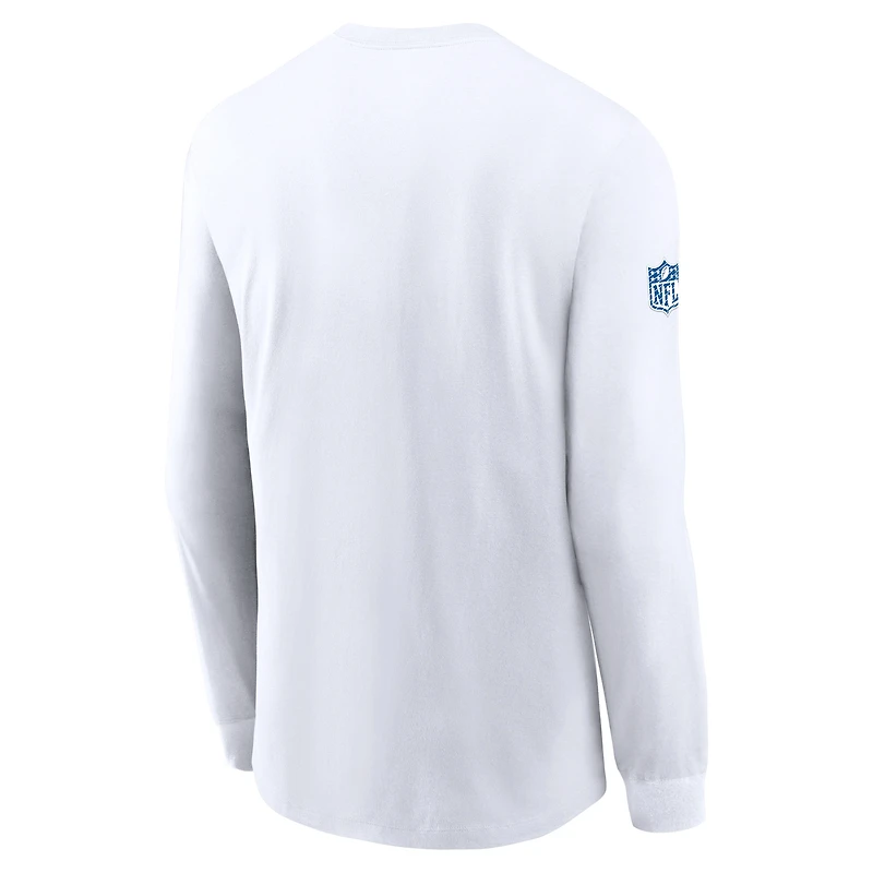 T-shirt Nike à manches longues pour hommes, blanc, Indianapolis Colts Sideline Performance