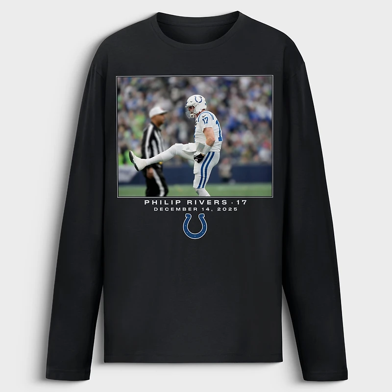 Men's Philip Rivers Black Indianapolis Colts NFL Flash Features Week 15 Long Sleeve T-Shirt