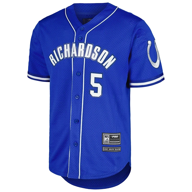 Men's Pro Standard Anthony Richardson Royal Indianapolis Colts Mesh Baseball Button-Up T-Shirt