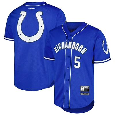 T-shirt de baseball boutonné en maille Pro Standard Anthony Richardson Royal Indianapolis Colts pour hommes