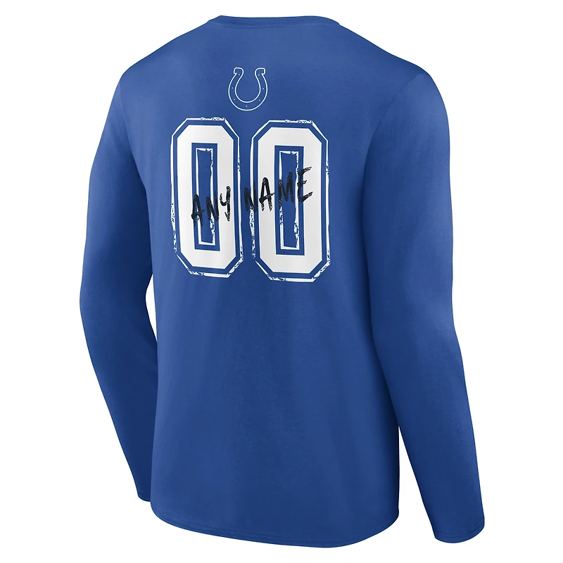 Men's Royal Indianapolis Colts Hustle Personalized Name & Number Long Sleeve T-Shirt