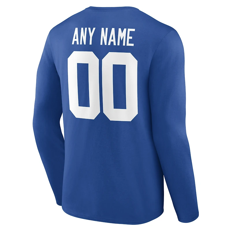 T-shirt à manches longues Royal Indianapolis Colts Team Authentic Classic personnalisé avec nom et numéro pour homme