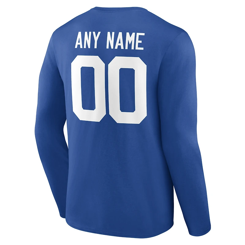 T-shirt à manches longues authentique pour homme des Colts d'Indianapolis, personnalisé avec nom et numéro.