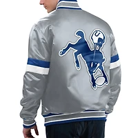 Veste universitaire à bouton-pression en satin pour hommes Starter Grey Indianapolis Colts Gridiron Classics