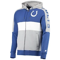 Chandail à capuchon avec fermeture éclair et blocs de couleur des éliminatoires Colts d'Indianapolis pour homme