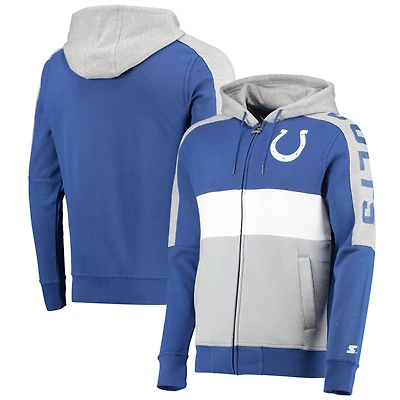 Chandail à capuchon avec fermeture éclair et blocs de couleur des éliminatoires Colts d'Indianapolis pour homme
