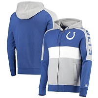 Chandail à capuchon avec fermeture éclair et blocs de couleur des éliminatoires Colts d'Indianapolis pour homme